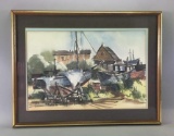 Vintage Framed Original Watercolor Painting On Paper by Guenther M. Riess
