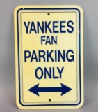 Vintage Metal Yankees Fan Parking Only Sign