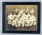 Antique Framed Black And White 1913 Baseball Team Photograph