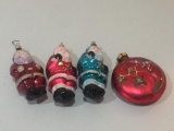 4 Vintage Glass Christmas Ornaments