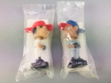 2 Vintage Miniature Baseball Bobble Head Dolls