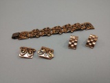 Vintage Copper Bracelet And 2 Sets Of Copper Ear Rings
