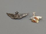 2 Vintage Aviation Lapel Pins