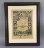 Antique Framed Document 1888