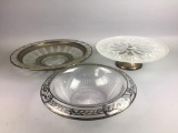 3 Vintage Serving Glass Platters