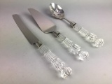 3pc Waterford Serveware Cut Crystal Cake Knife and Server Set