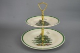 Vintage Spode Christmas Tree Pattern 2 Tier Serving Tray