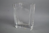 Crystal Flower Vase With Etched Fishing Scene