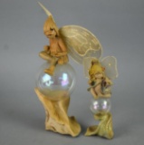 2 Vintage Rawcliffe Glass Bubble Fairy Pixie Mythical Figurines