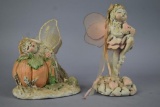 2 Hand Painted Fairy Figurines