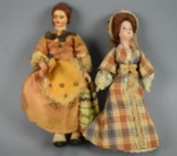 2 Antique Hand Crafted Cloth Body Dolls