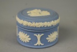 Vintage Wedgewood Blue Jasperware Lidded Trinket Box