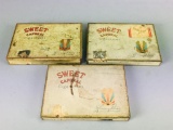 3 Vintage Sweet Caporal Cigarettes Tin Boxes