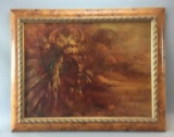 Vintage Framed Original Western Oil Painting On Canvas Board By R.C.Ward