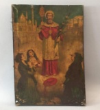 Antique Hand Painted Russian Icon of Christ On Canvas