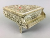 Vintage Silver Plated Piano Musical Jewelry Box