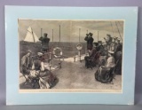 Vintage Matted Etching Taking The Starting Time Of The Yatchs Of The New York Club From The Electra