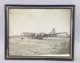 Vintage Framed Black And White Boeing B-29 Superfortress Airplane Photograph