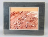 Vintage Framed Black And White Photo Of An Airplane Graveyard