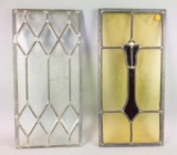 2 Vintage Stained Glass And Lead Glass Windows