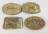 4 Vintage Brass Belt Buckles