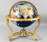 Gemstone Globe With Brass Stand