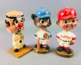 3 Vintage 1960s Bobble Head Figurines