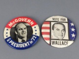 2 Vintage 1972 Presidential Campaign Pin Back Buttons