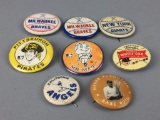 8 Vintage Baseball Pin Back Buttons