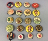 20 Vintage Pin Back Buttons