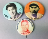 3 Vintage Baseball Pin Back Buttons