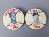 2 Vintage 1960s Baseball Pin Back Buttons