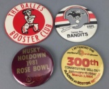4 Vintage Pin Back Buttons