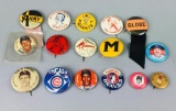 16 Assorted Vintage Pin Back Buttons