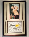 Framed Jack Nicklaus Autographed Golden Bear Custom Golf Flag With Rick Rush Artist Proof Lithograph