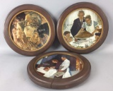 3 Limited Edition Framed Norman Rockwell Fine China Collectors Plates