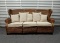 3 Piece Hand Woven Seagrass Outdoor Wicker Wingback Patio Sofa