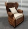 NEW Hand Woven Seagrass Outdoor Wicker Wingback Patio Chair