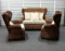 NEW 3 Piece Hand Woven Seagrass Outdoor Wicker Wingback Patio Set