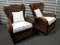 2 NEW Hand Woven Seagrass Outdoor Wicker Wingback Patio Chairs