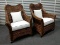 2 NEW Hand Woven Seagrass Outdoor Wicker Wingback Patio Chairs