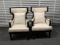2 NEW Wood Frame Hand Woven Seagrass Outdoor Wicker Wingback Patio Chairs