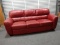 Red Faux Leather Sofa