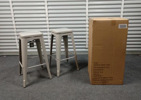 2 NEW Taupe Project 62 Backless Bar Stools
