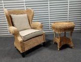 NEW 2 Piece Hand Woven Seagrass Outdoor Wicker Wingback Patio Set