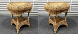 2 NEW Hand Woven Outdoor Wicker Patio Tables