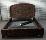 NEW Wood Frame Hand Woven Seagrass Queen Size Bed With Storage