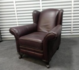 Brown Faux Leather Wingback Chair