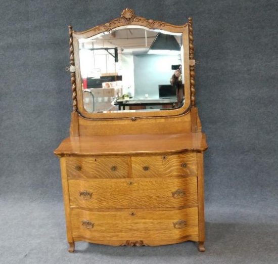 Antique Oak Washstand With Mirror