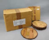 10 NEW Couleur Nature Paris Caravan Collection Acacia Wood Trivets 10in Diameter 6pc Sets